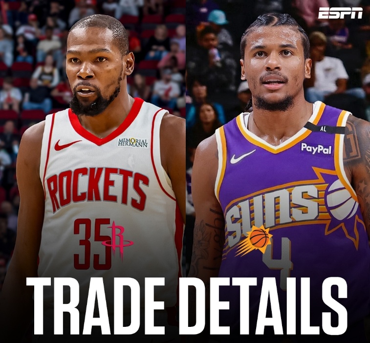 創建歷史記錄 有傳言說 這7支球隊的交易細節是：火箭 湖人和戰士在名單上  KD+Kiji去了休斯頓